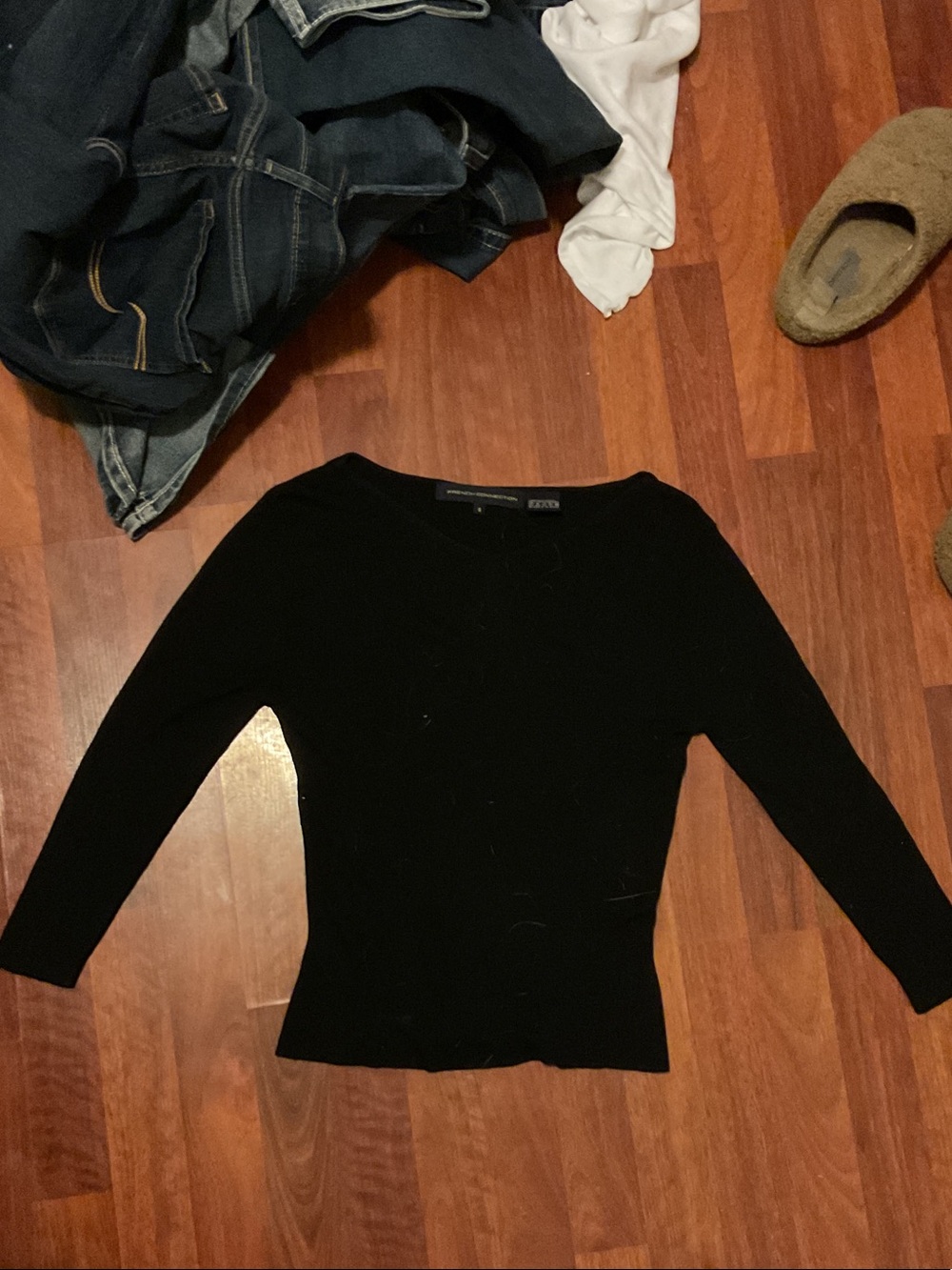 French Connection Black Scoop Neck Lightweight Sweater